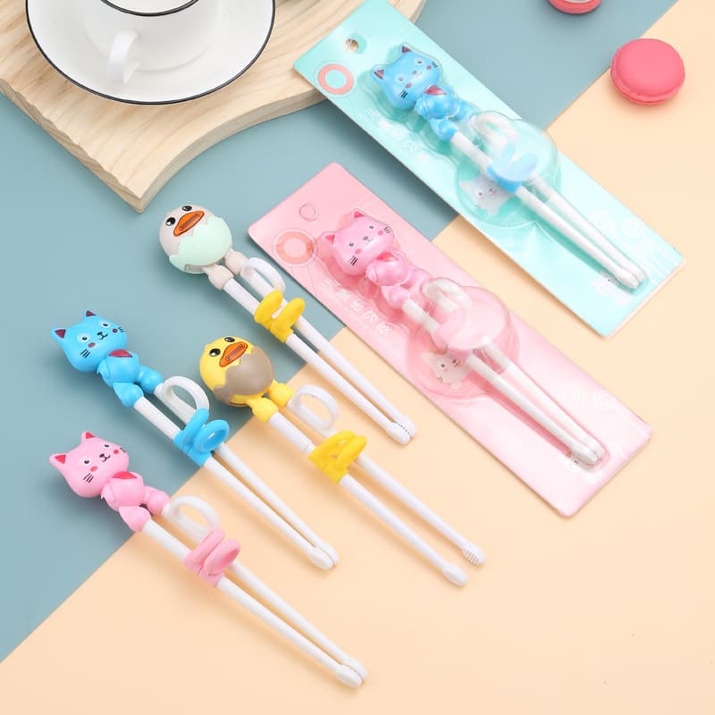 Cartoon Toddler Training Chopsticks Plastic Learning Chopsticks Kids Correction Practice Chopsticks Baby Cat Chopsticks Card Pack
