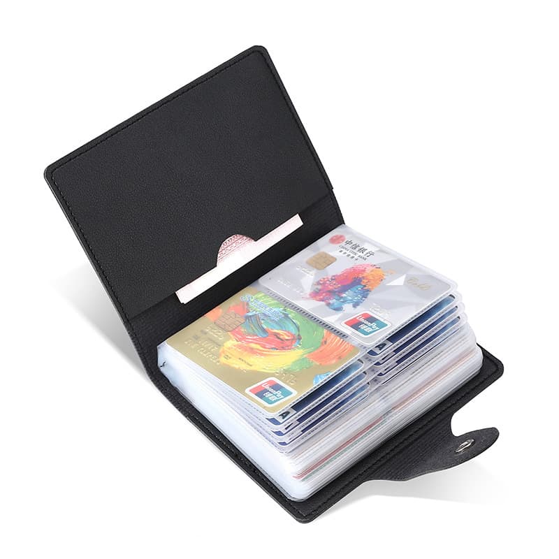 Large Capacity Anti-Theft Magnetic Stripe Card Wallet Men Women Multi-Card Slot Business Name Card Holder PU Leather Wallet
