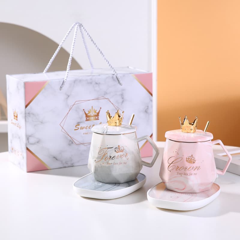 55°C Marble Pattern Warming Cup Creative Constant Temperature Cup Heating Pad Mug Gift Water Cup Ceramic Cup Souvenir