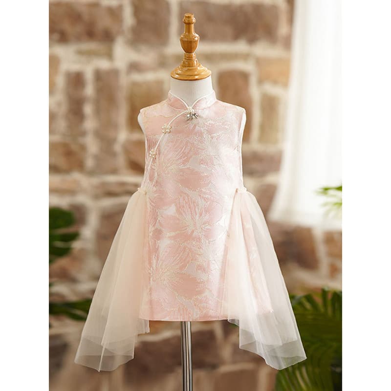 1-Year-Old Birthday Dress for Baby Girl, Tang Suit Cheongsam Dress, Little Girl Birthday Outfit, Chinese-Style Performance Dress for Crawling Ceremony