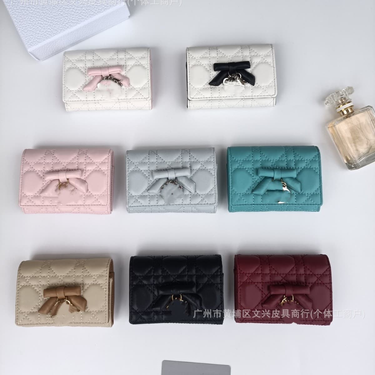 2026D Home Spring/Summer Bowknot Black Panda Color Foldable Wallet Card Holder Cross-border New Little Chanel Style Wholesale