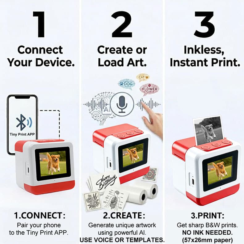 Hot-selling Cross-border Smart AI Voice Printer Portable Mini Inkless Thermal Label Sticker Printer for Kids