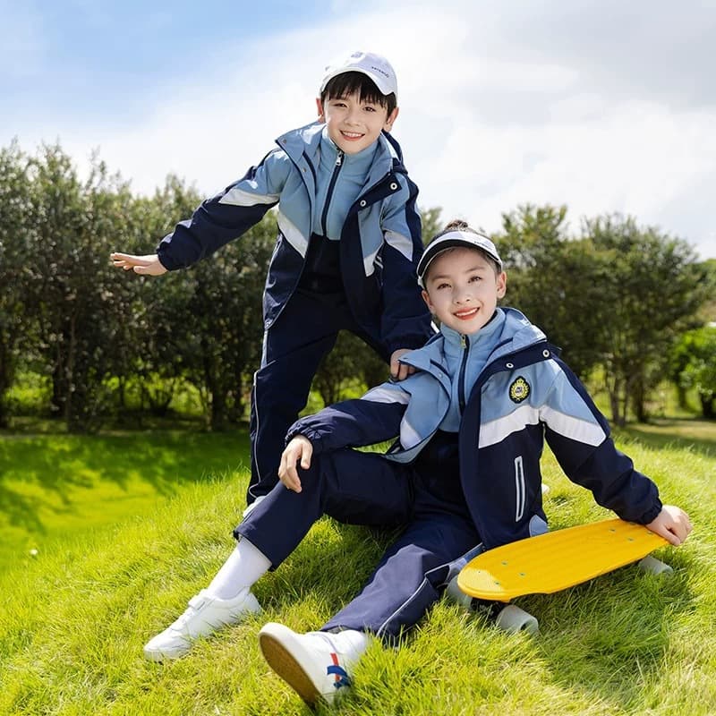 School Uniform Autumn/Winter Set for Primary and Middle School Students, Kindergarten Sports College Style Jacket Three-Piece Set