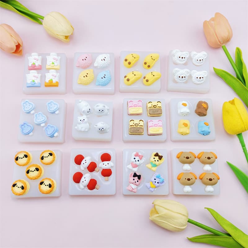 Mini cute cartoon animal shape silicone mold for handmade plaster resin accessories dessert decoration mold