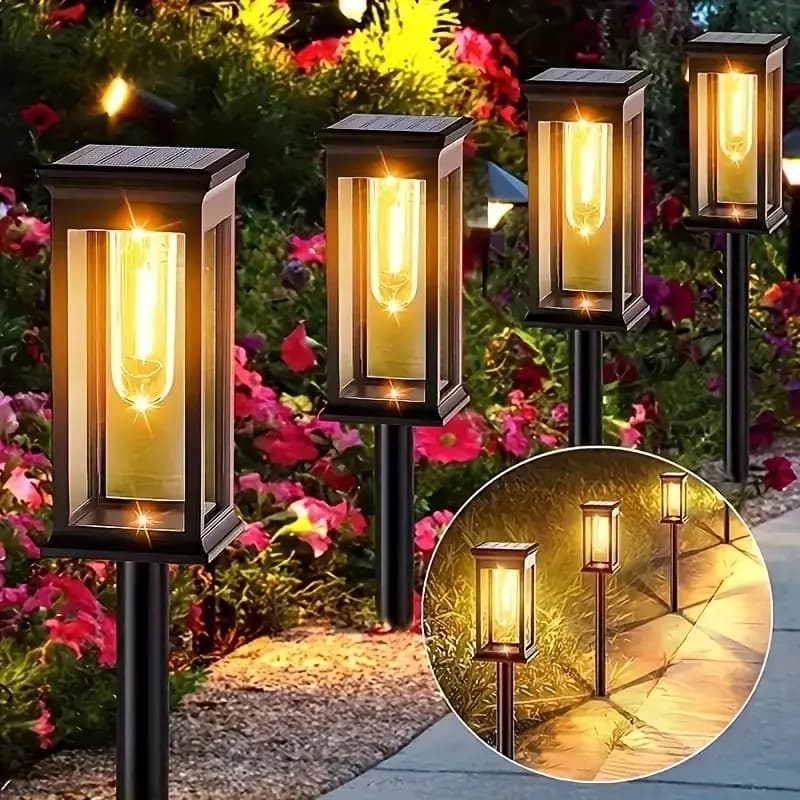 Solar Square Tungsten Ground Plug Lamp Tungsten Lamp Outdoor Lighting Night Light Courtyard Lawn Landscape Ambient Light