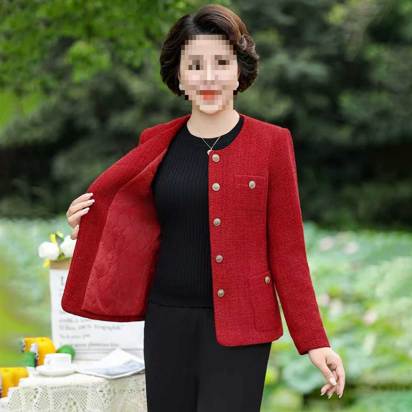 Mother's Spring/Autumn Coat Thickened New Style Fashionable Little Fragrance Style Elderly Happy Mother-in-Law Plus Size Top