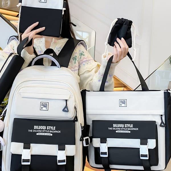 2026 New Style Middle and High School Backpack for Girls, Ins Style Large Capacity Student Backpack, College Style Contrast Color High Appearance Dual-Shoulder Bag