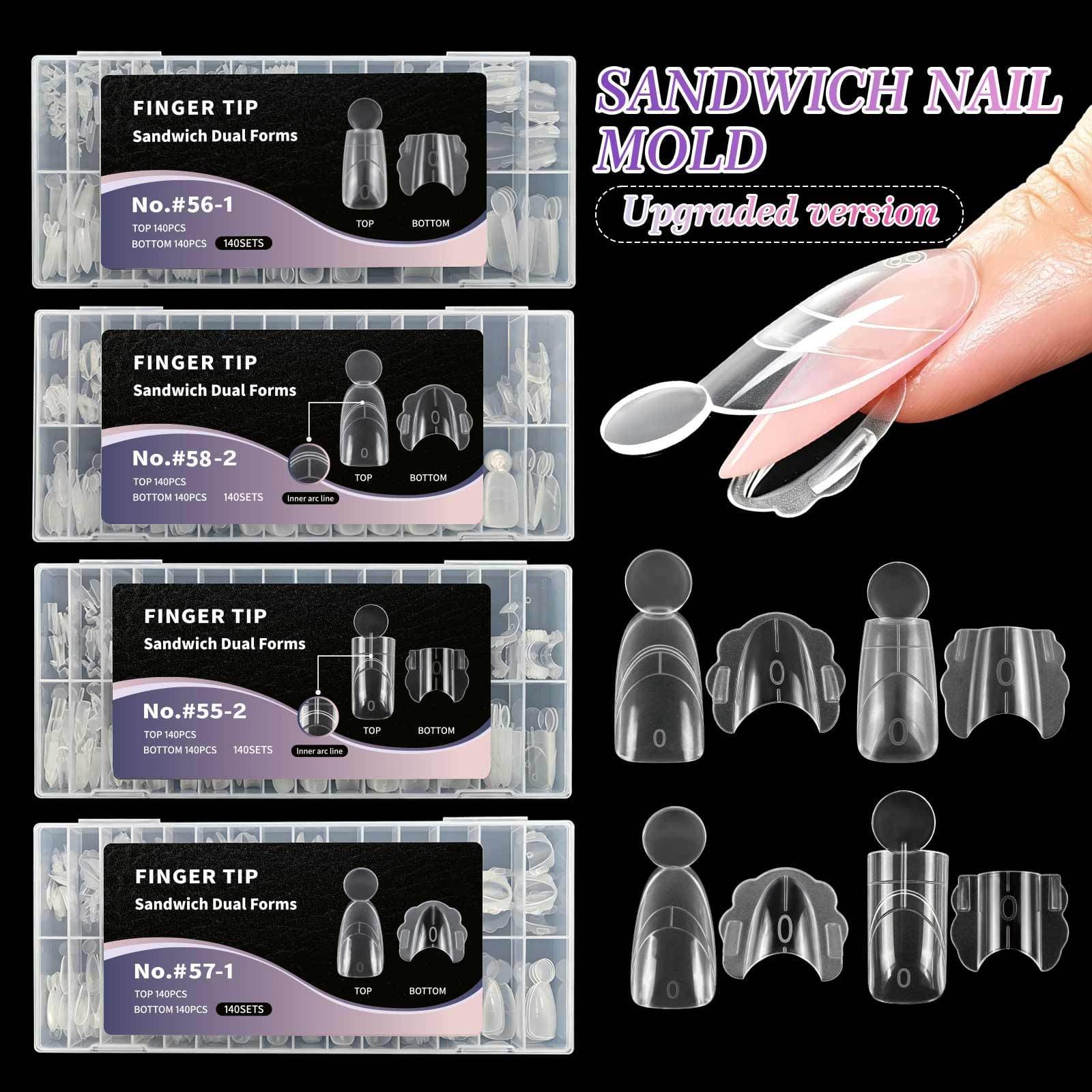 New thin dog ladder oval nail mold manicure sandwich sandwich extension nail mold paper-free transparent crystal nail mold