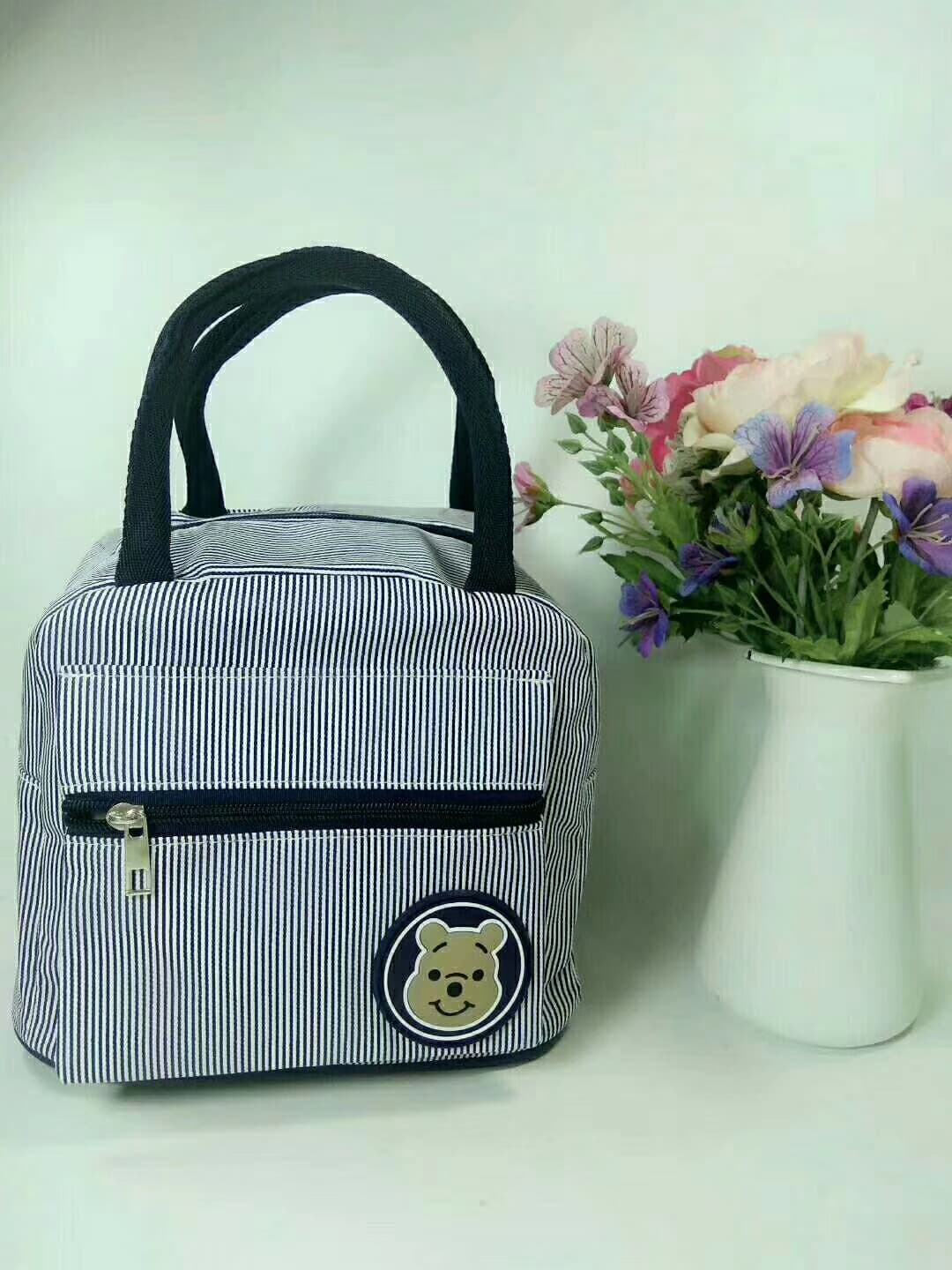 Canvas Striped Bear Lunch Handbag