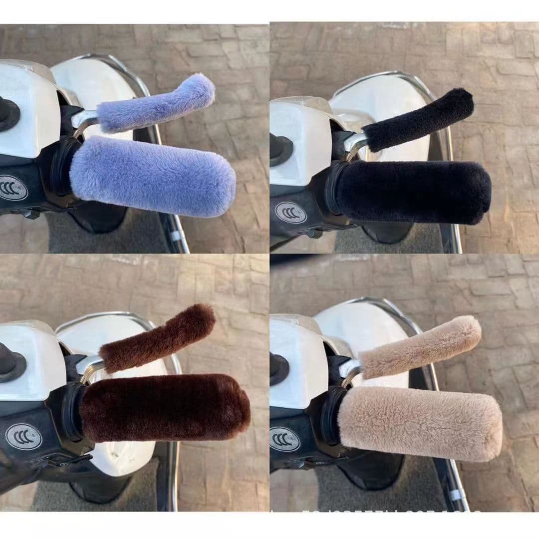 New Imitation Fluffy Handle Covers, Electric Scooter Motorcycle Tricycle Canopy Anti-Slip Warm Universal Autumn/Winter Design