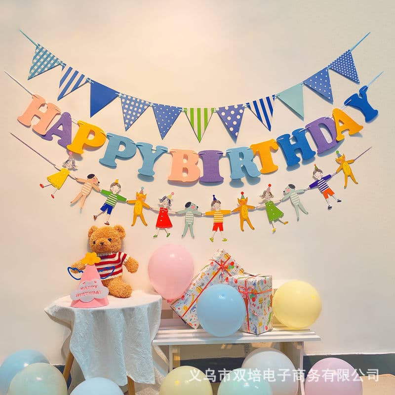 Birthday Party Scene Decoration Supplies Flag Happy Birthday Banner Decorations for Boys and Girls Flag Photo Props