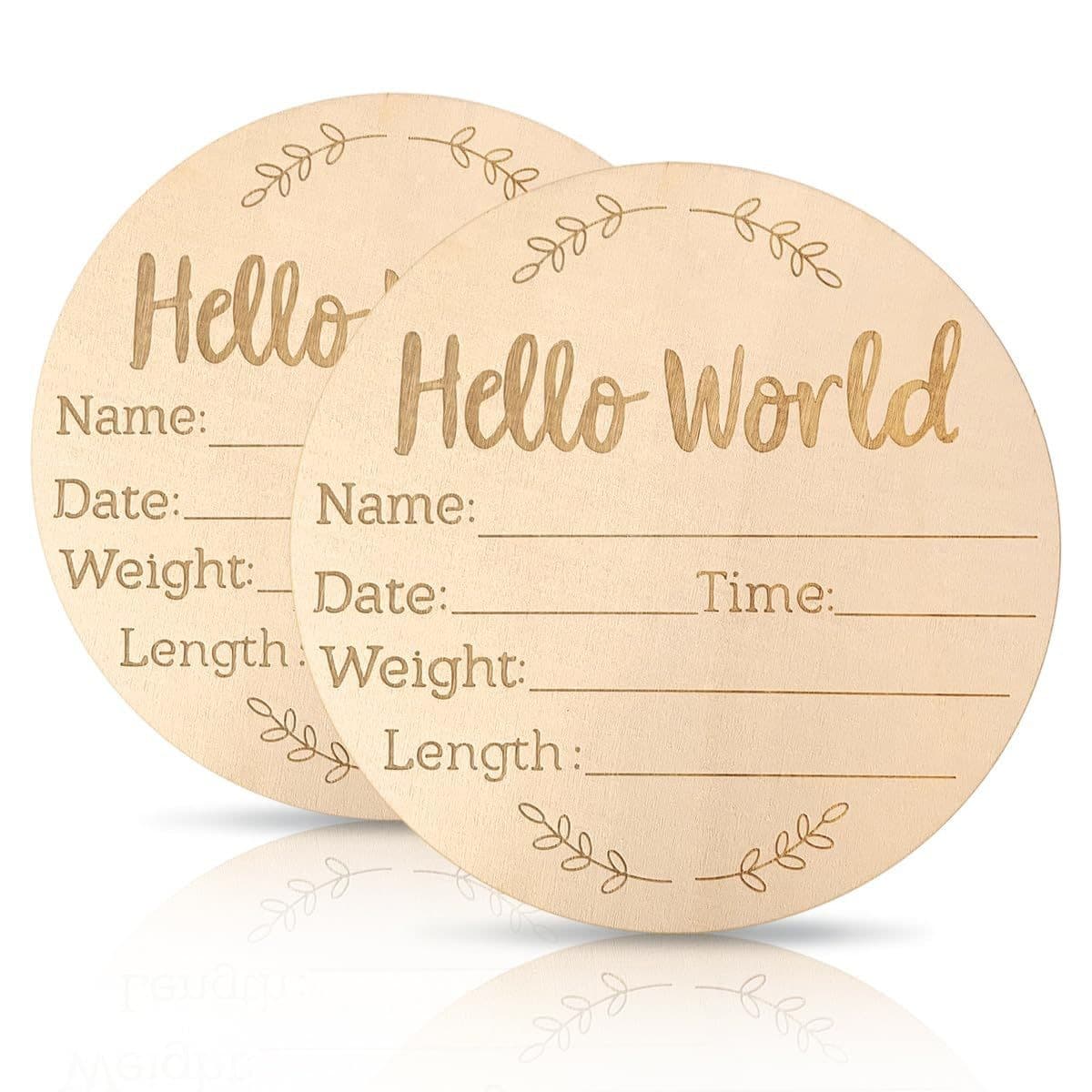 hello world baby birth souvenir newborn shower gift wooden baby photo Chengbei Road