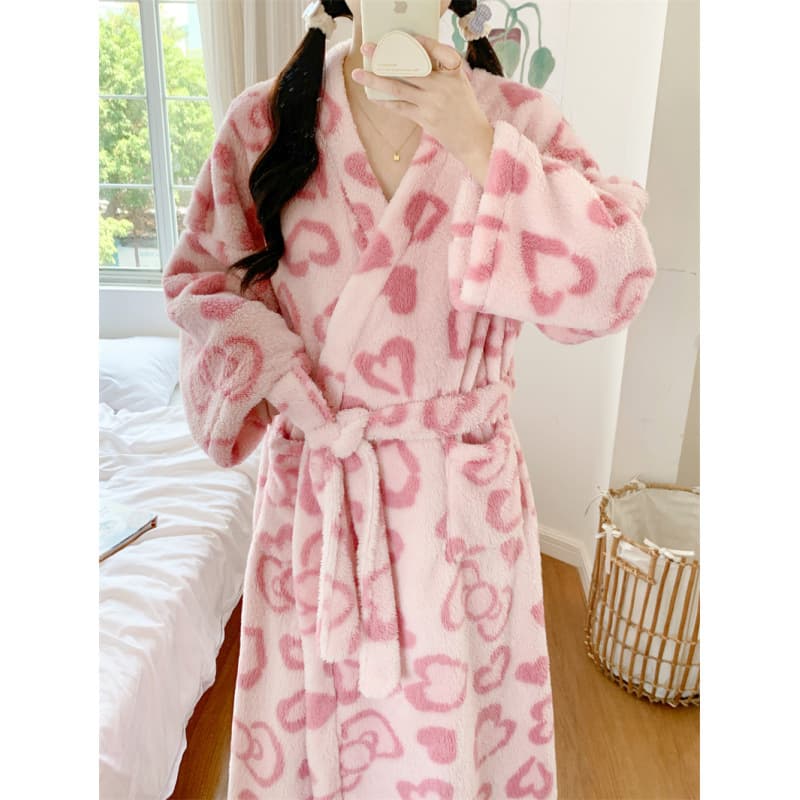 2025 New Autumn Winter Korean Style Simple Plush Pajamas, Casual Loose Loungewear, Home Clothes Wholesale - Real Shot
