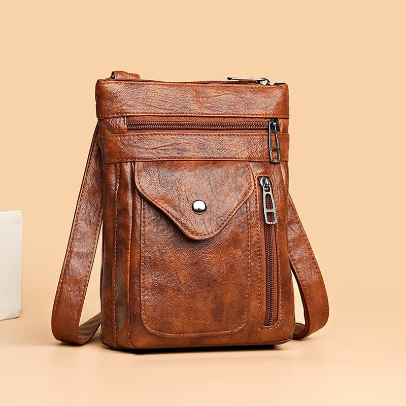 Women's Phone Bag New European and American Fashion Retro Soft Leather Women's Bag Shoulder Bag Summer Versatile Crossbody Coin Purse Cross-border