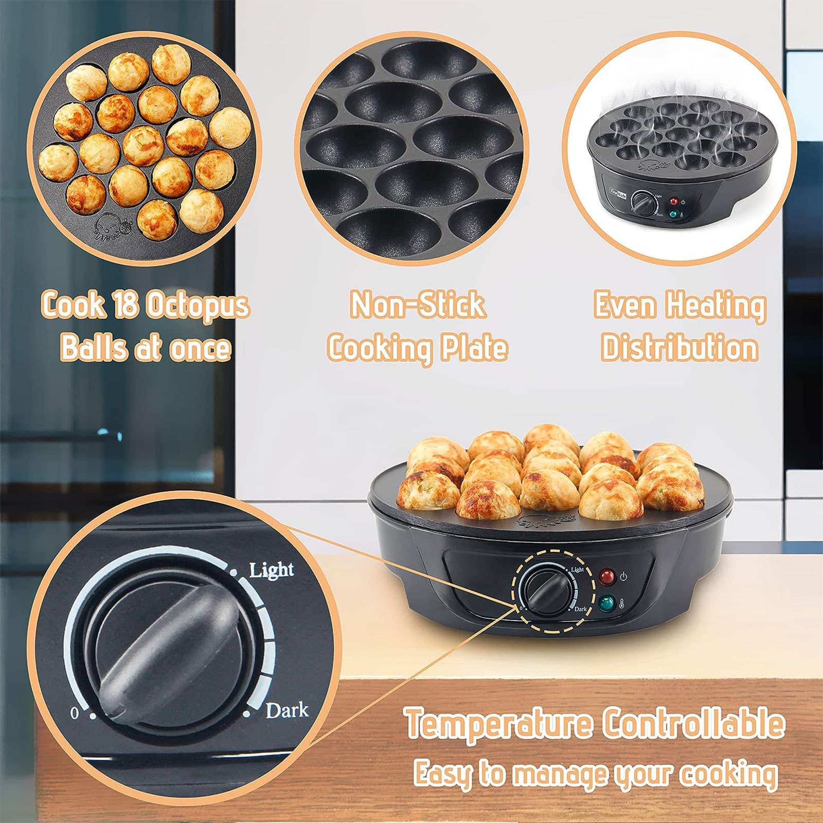 Amazon Best Seller Takoyaki Maker Electric Grill for Home, Ball Maker for Shrimp Balls, Factory Wholesale Egg Puff Machine, US Plug