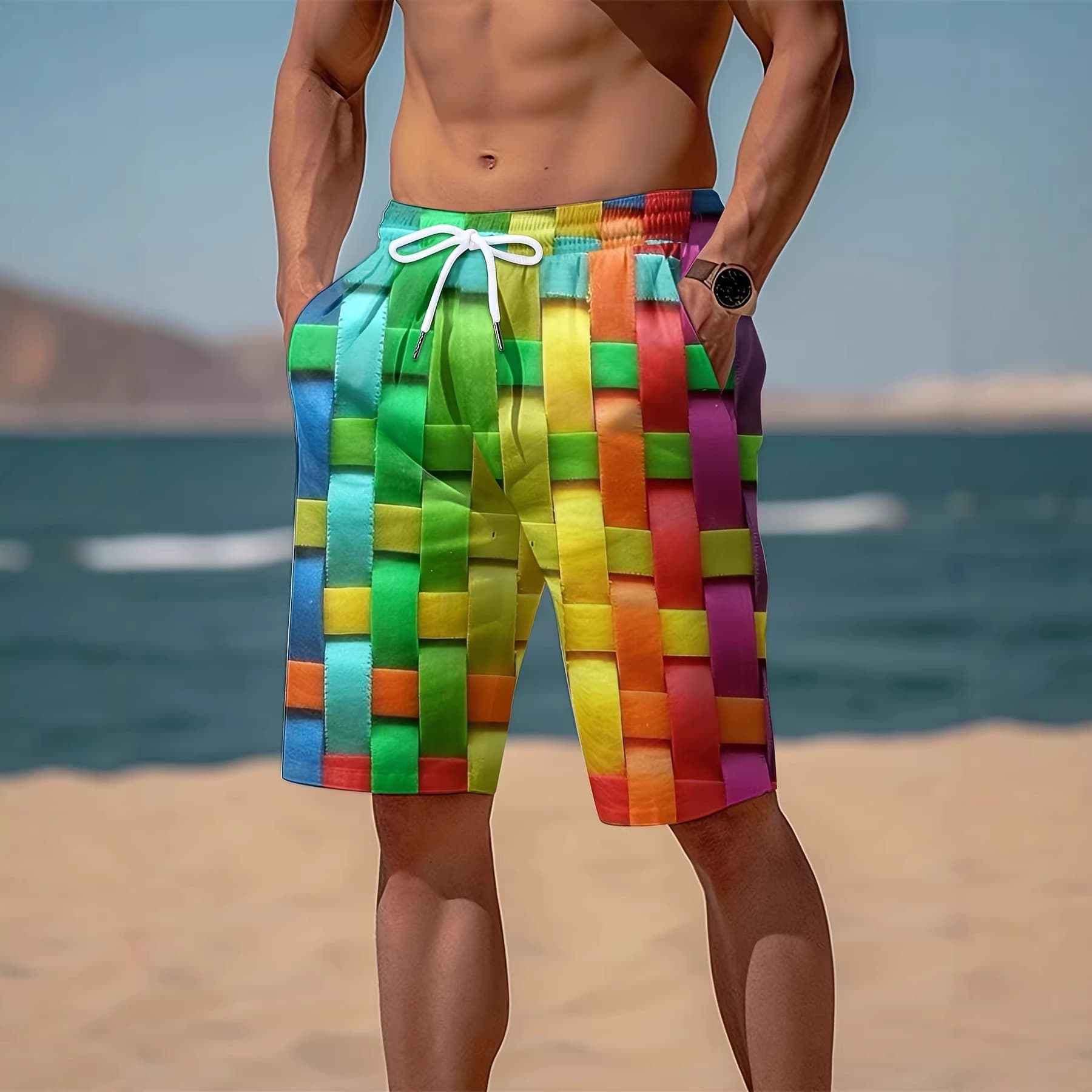 Summer New Men's Shorts 3D Digital Print Trendy Shorts Fashionable Versatile Casual Shorts
