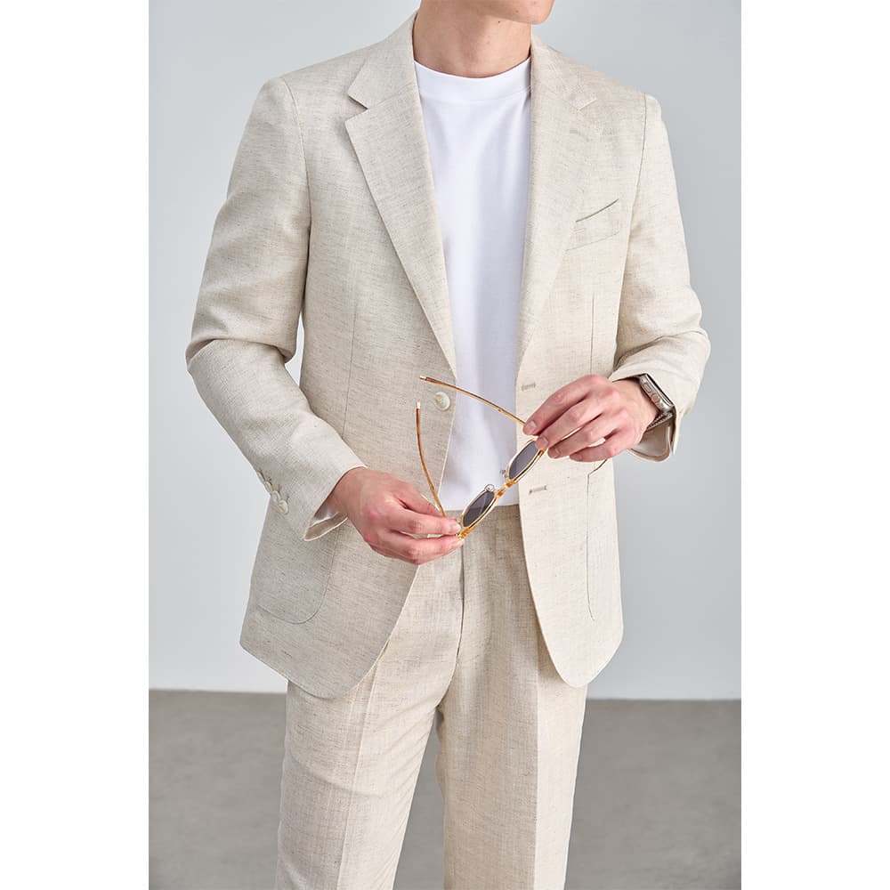 Old Money Tencel Linen Suit Set for Men Summer New Trend Casual Versatile Blazer Jacket