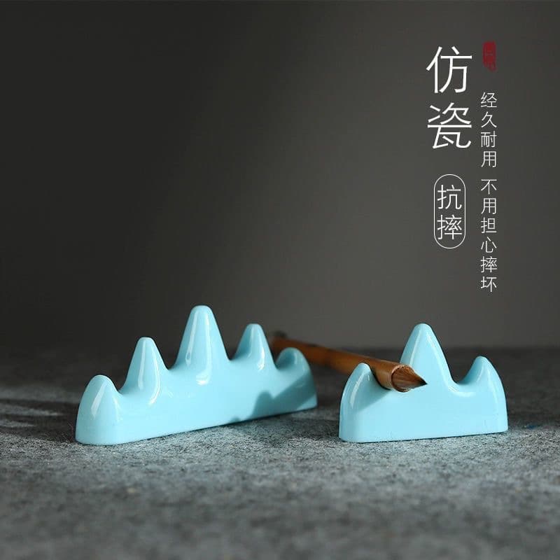 Factory direct sales pen holder wholesale imitation jade plastic pen holder pen mountain student calligraphy study four treasures brush holder ornaments