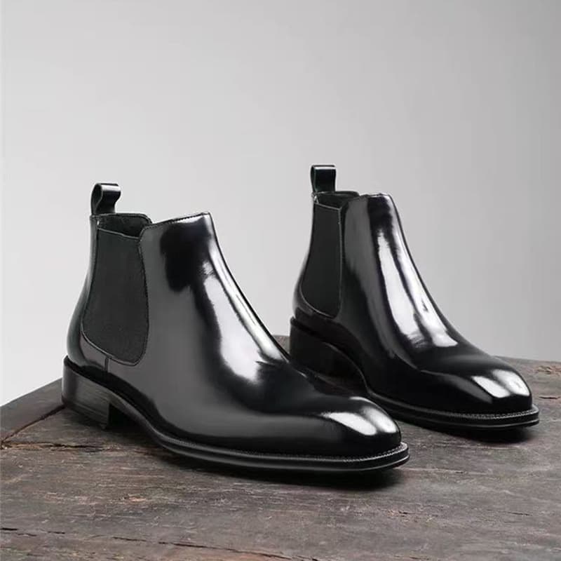 2025 Men's Mid-Top British Style Martin Boots Spring/Autumn Men's Slip-On Work Shoes Square Toe Boots