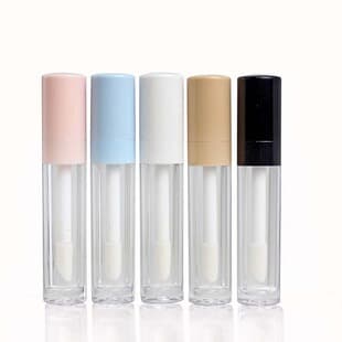 In Stock 8ml Transparent White Large Brush Rod Lip Gloss Tube Cosmetic Pink Cap Thick Rod Lip Gloss Lip Mud Refill Bottle