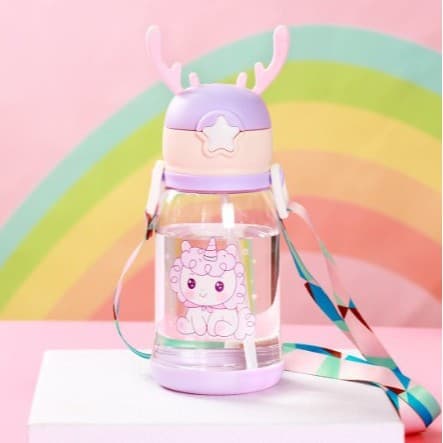 Kids Water Bottle for School, Plastic Direct Drinking Cup, Portable Water Bottle, Student Straw Cup, Heat-Insulated Double-Layer Glass Cup