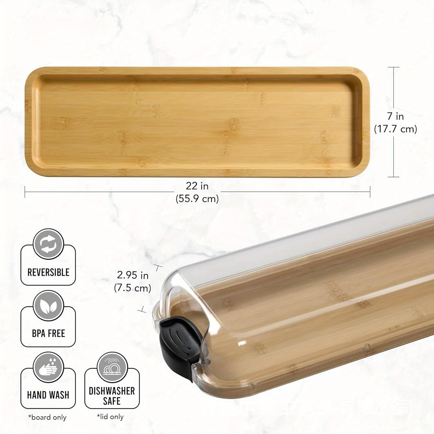 Home Transparent Lid Solid Wood Tray Outdoor Wooden Biscuit Snack Tray Creative Minimalist Wooden Charcuterie Tray