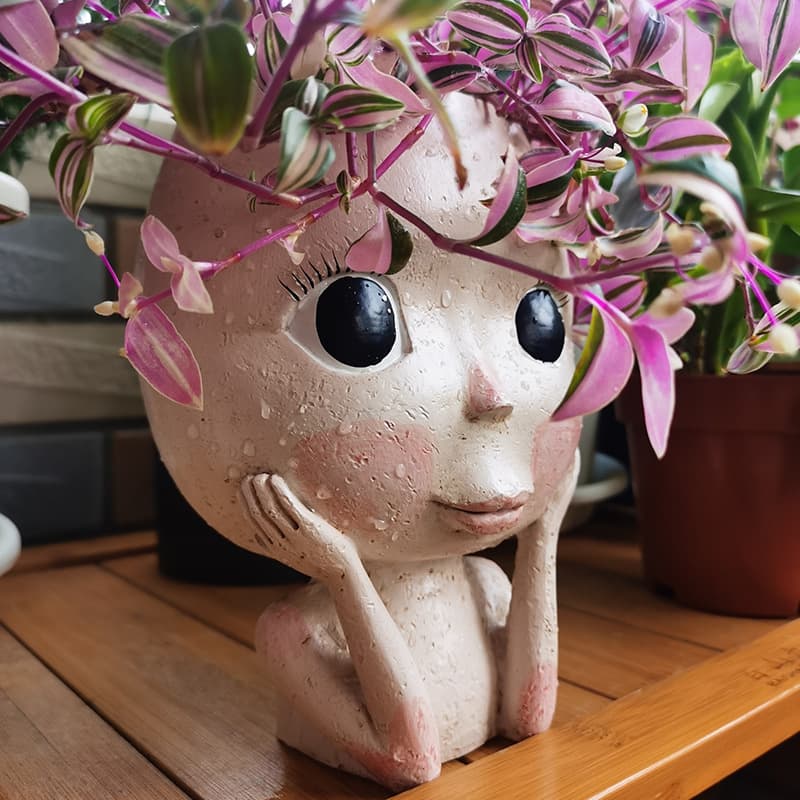 Cross-Border Hot Selling Special Price Succulent Flower Pot Floor Simple Creative Character Statue Outdoor Landscape Garden Decoration Ornament
