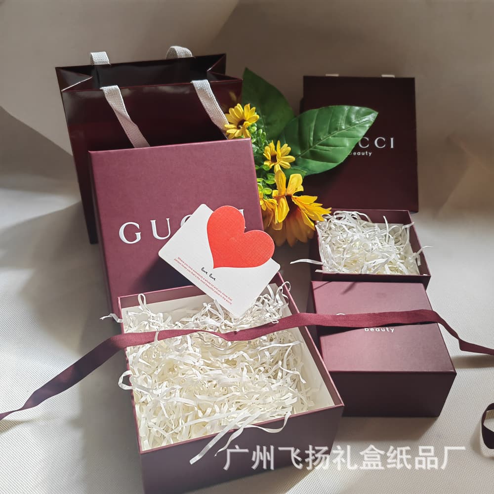 Gucci Red Perfume Gift Box Gu Lipstick Gift Box Empty Box Perfume Packaging Box Gu Gift Box