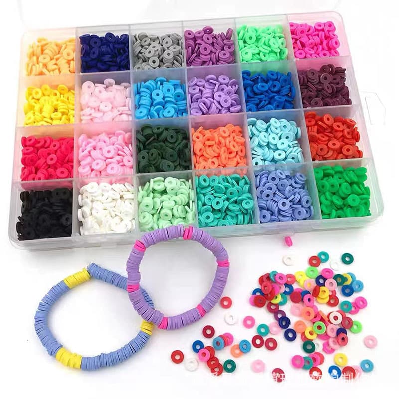Factory Direct 24-Grid Polymer Clay Slices Decorative 6mm Colorful Round Beads Bohemian Style DIY Craft Accessories