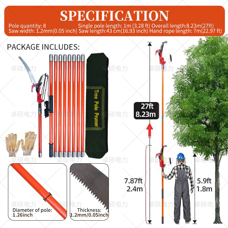 Orange High Branch Pruner Garden Greenery Pruning Insulated Pruner Orchard Branch Trimming Garden Tools Multicolor Saw