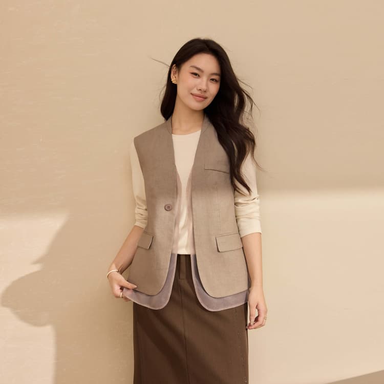 [Firefly] Lightweight Breathable Vest, Xianlixiu Plus-Size Women's Clothing Old Money Style Layered Cardigan, Curvy Girls Autumn New Arrival