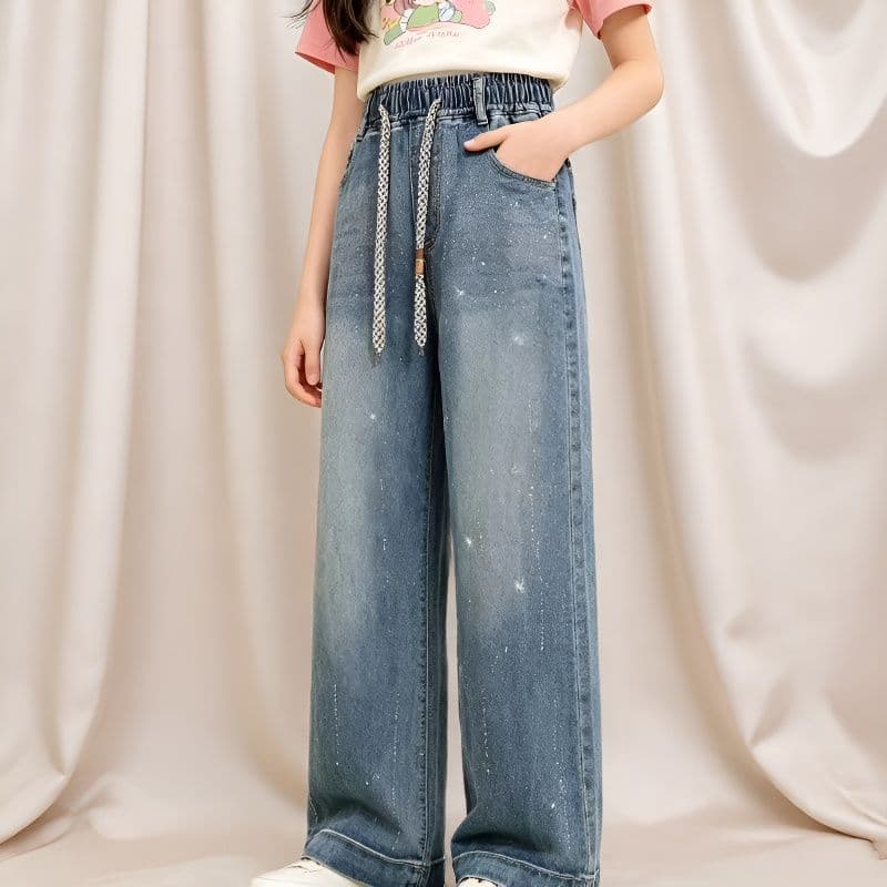 Wholesale Girls Jeans 2026 New Style Spring Autumn Winter Straight Loose Fit for Big Kids Versatile
