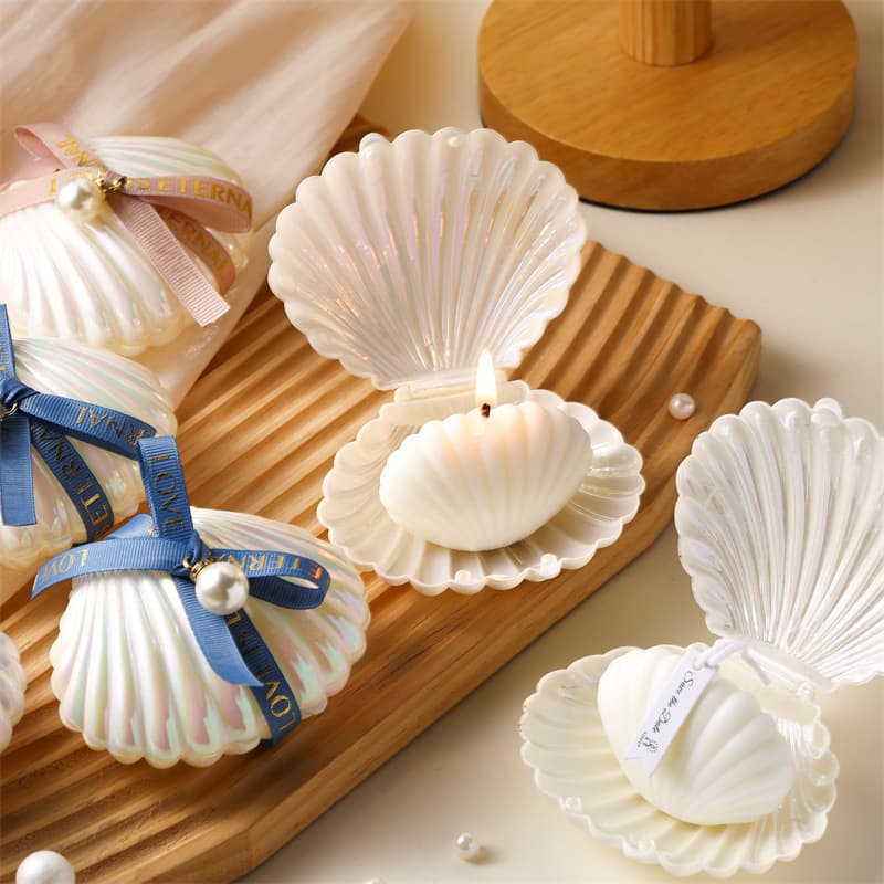 Shell gift box souvenir bow romantic gift box ornaments smoke-free soy candle shell scented candle