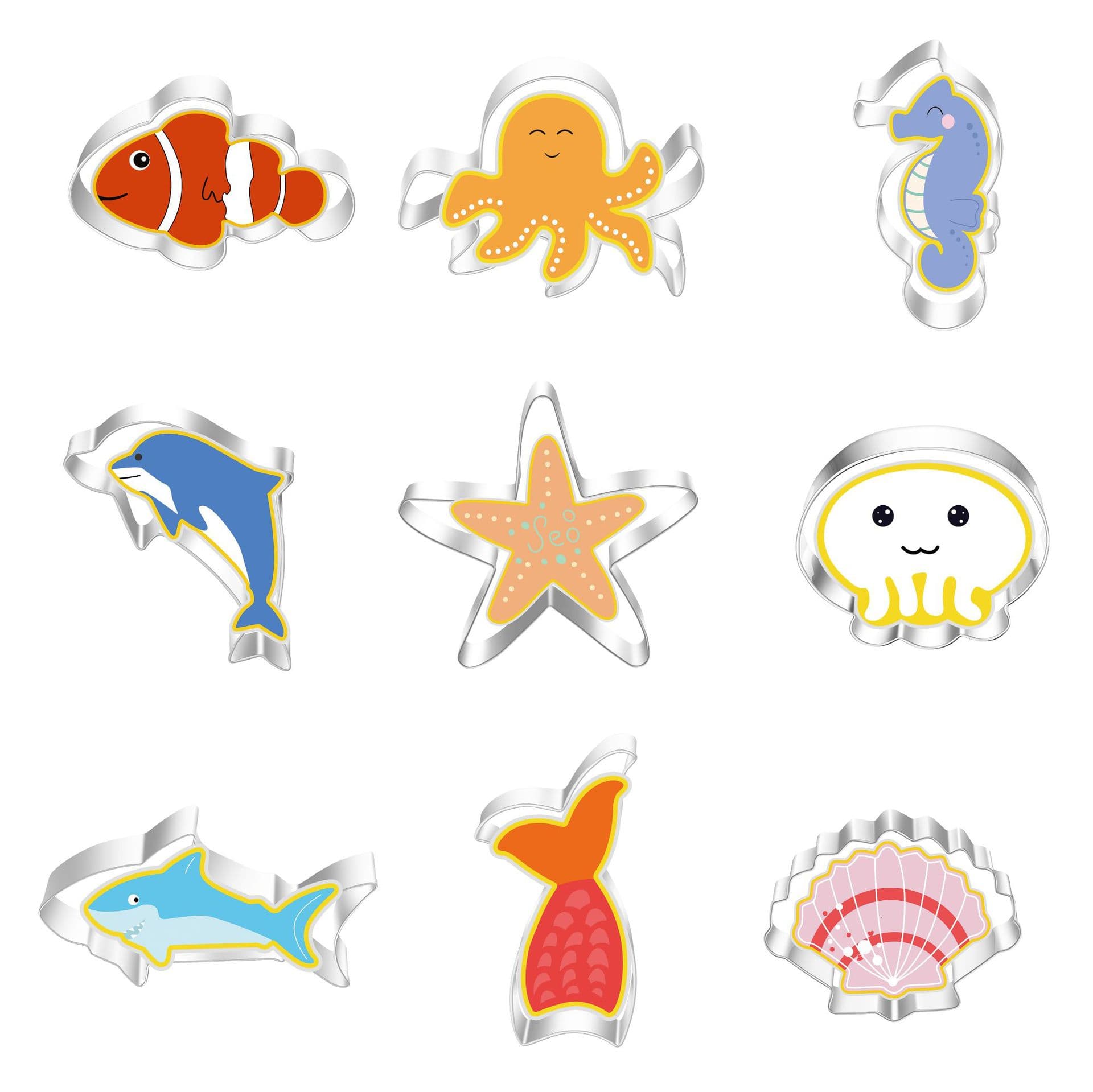 Stainless Steel Sea Animal Cookie Cutter Set Starfish Seashell Jellyfish Octopus Baking DIY Tool Kit