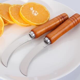 Wooden Handle Curved Small Sickle Banana Knife Vegetable Knife Pineapple Knife Sugarcane Knife Fruit Shop Special Wholesale