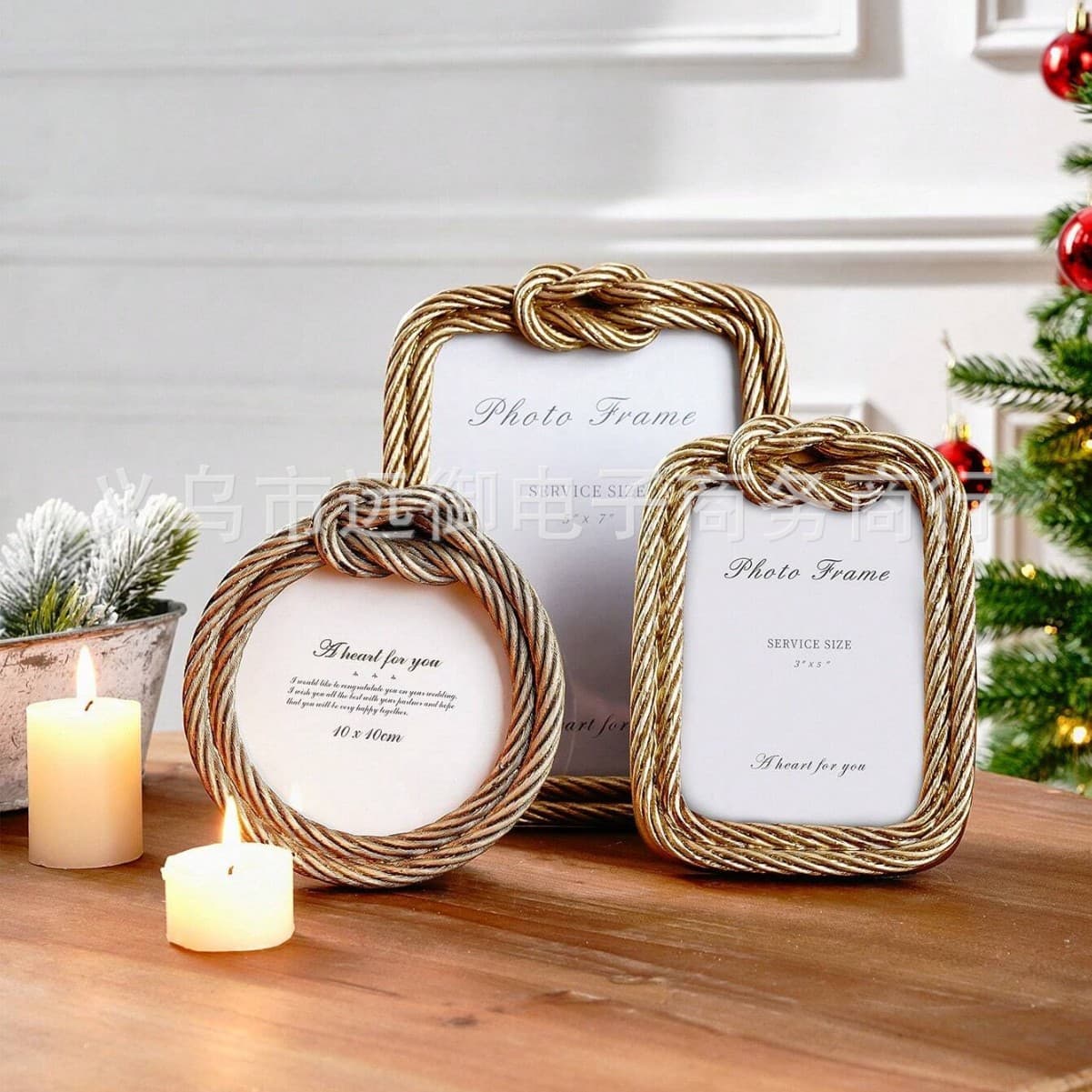 Modern Minimalist Resin Rope Photo Frame Nordic Wedding Photo Decorative Set American Rustic Wall-Mounted Frame