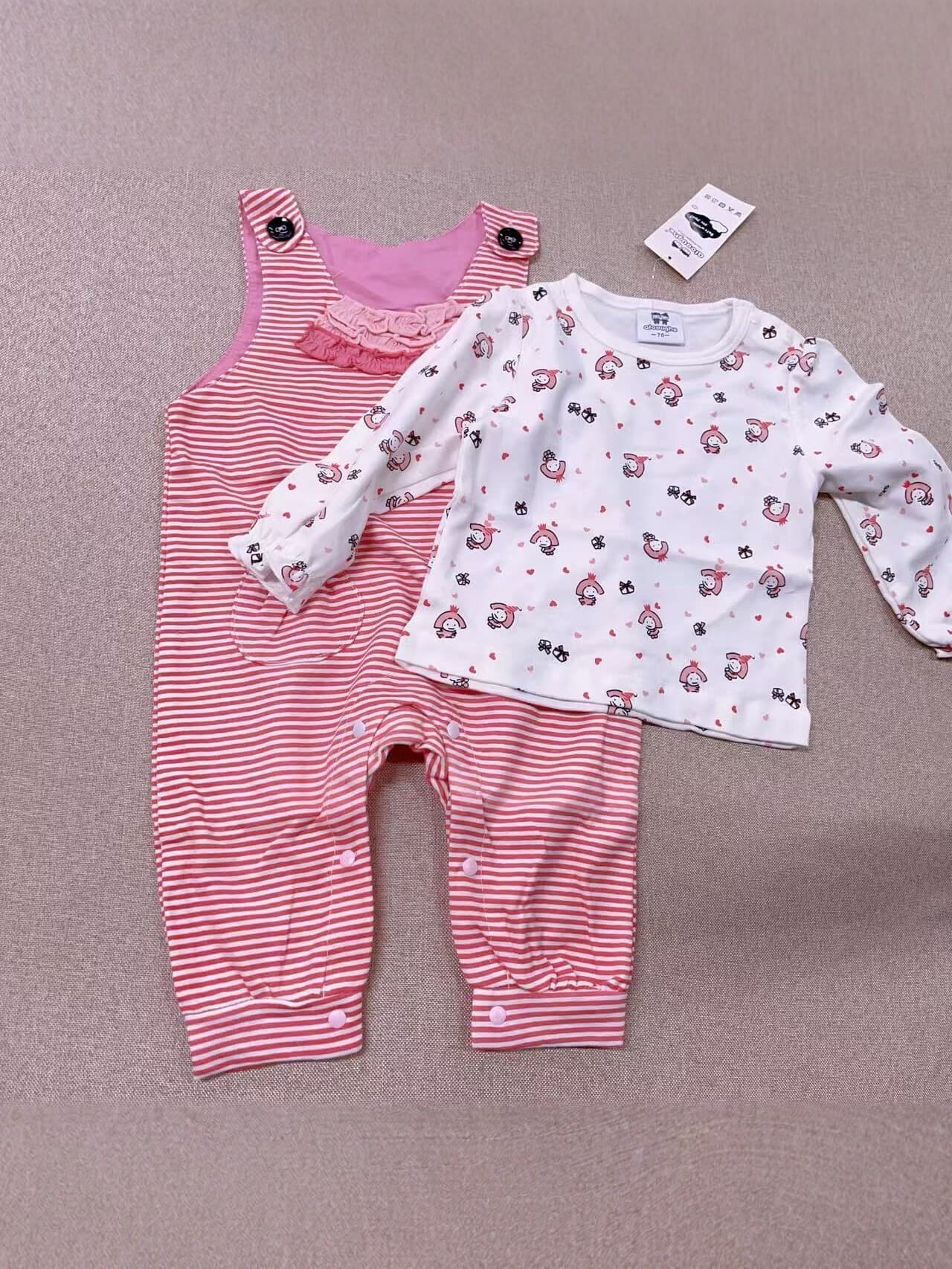 Baby Romper Spring Autumn Long Sleeve Crawling Suit Striped Overalls Set Cartoon Cute Outfit