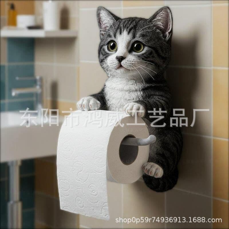 Cross-Border New Resin Statue Crafts Pendant, Toilet Wall-Mounted Cute Cat Toilet Paper Holder