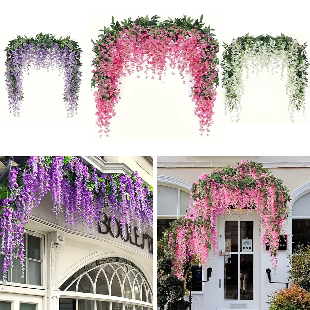 Cross-border Amazon hot model simulated wisteria flower ceiling flower vine indoor wedding decoration rattan vine plant