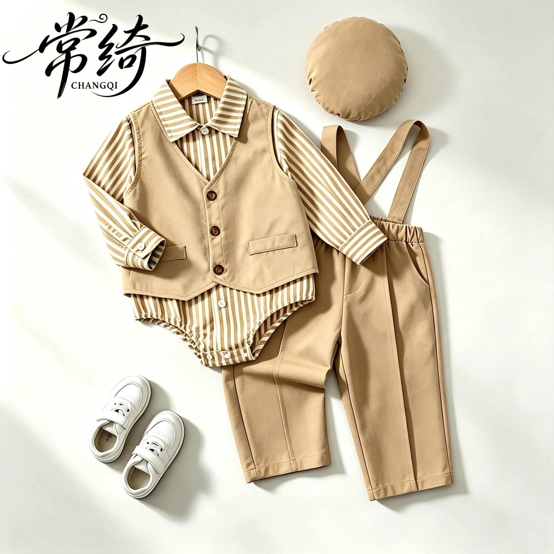 Boys' Autumn/Winter Three-Piece Set, Wholesale Export Gentleman Suit Set with Hat, Casual and Fashionable