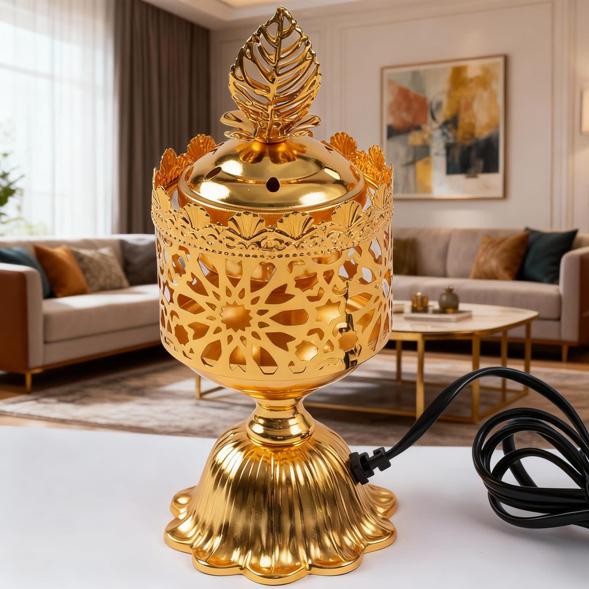 Manufacturer's new wholesale metal Arabic style desktop plug-in aromatherapy stove Metal incense burner