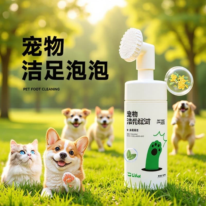 Lijian Muge Cat Paw Cleaning Bubbles, Waterless Dog Paw Cleansing Foam, Foot Cleaning Liquid