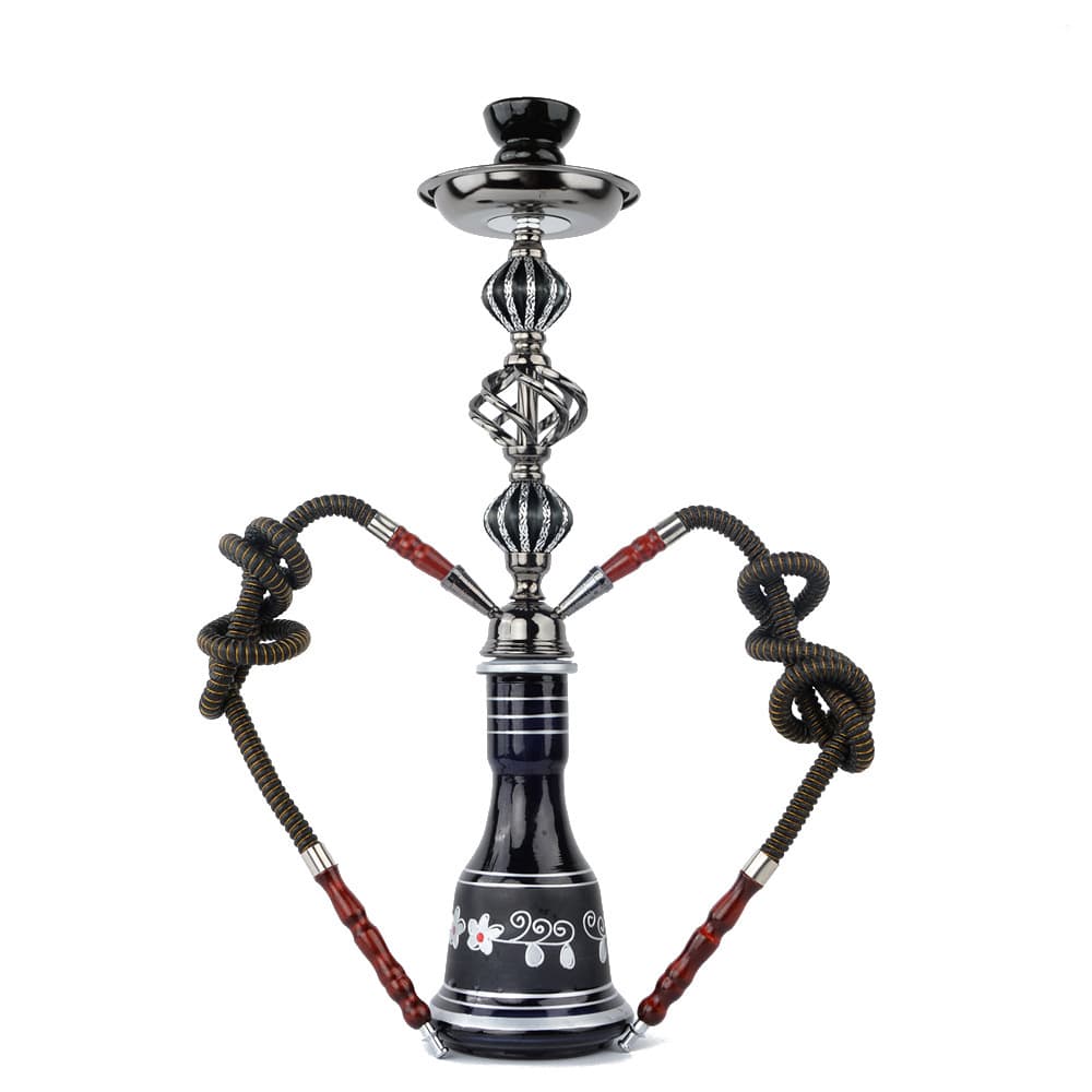 Cross-border factory Arabic hookah medium double-tube twist ball glass pipe full set of hookah accessories shisha