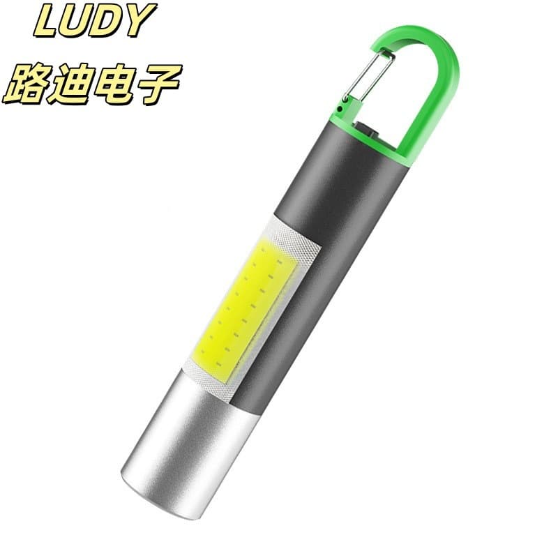 Cross-border outdoor portable hook flashlight with laser, multifunctional clip-on rechargeable torch for hiking and camping