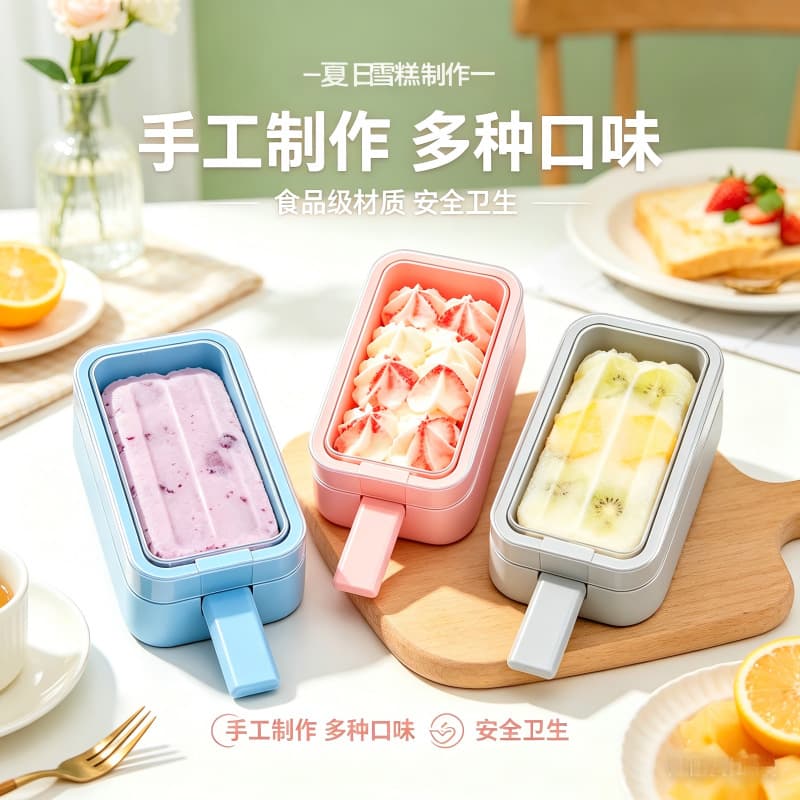 Food grade soft silicone household popsicle ice cream box ice cream mold popsicle children's homemade ice cream grinder