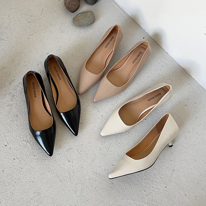 Super Soft French-Style Pointed-Toe Women's Shoes with Thin Heels, Elegant Slip-On Design, Professional Work Shoes, Commuter Kitten Heel Shoes