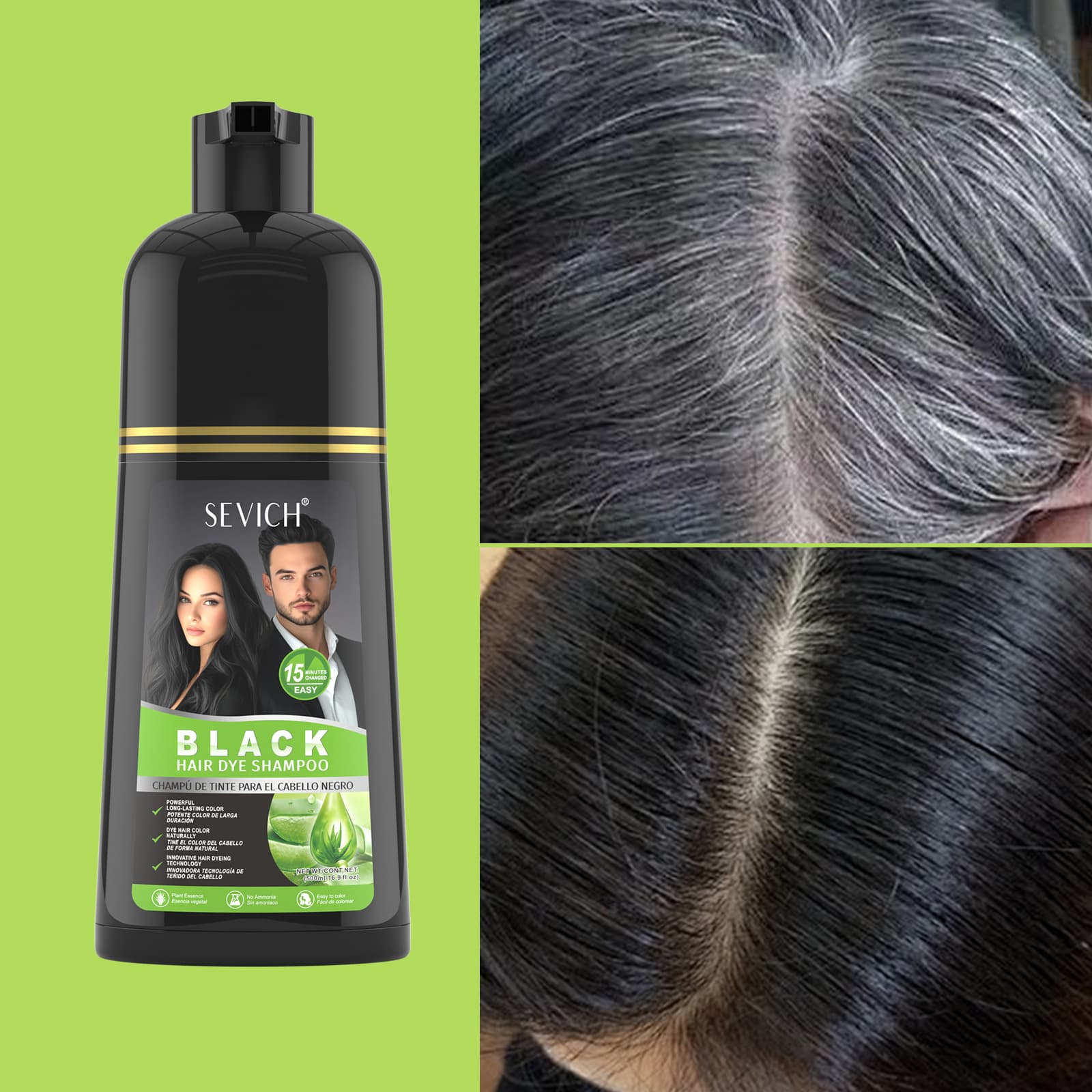 Sevich Five-in-One Black Hair Shampoo for Gray Hair Coverage Plant-Based Shampoo Cross-Border