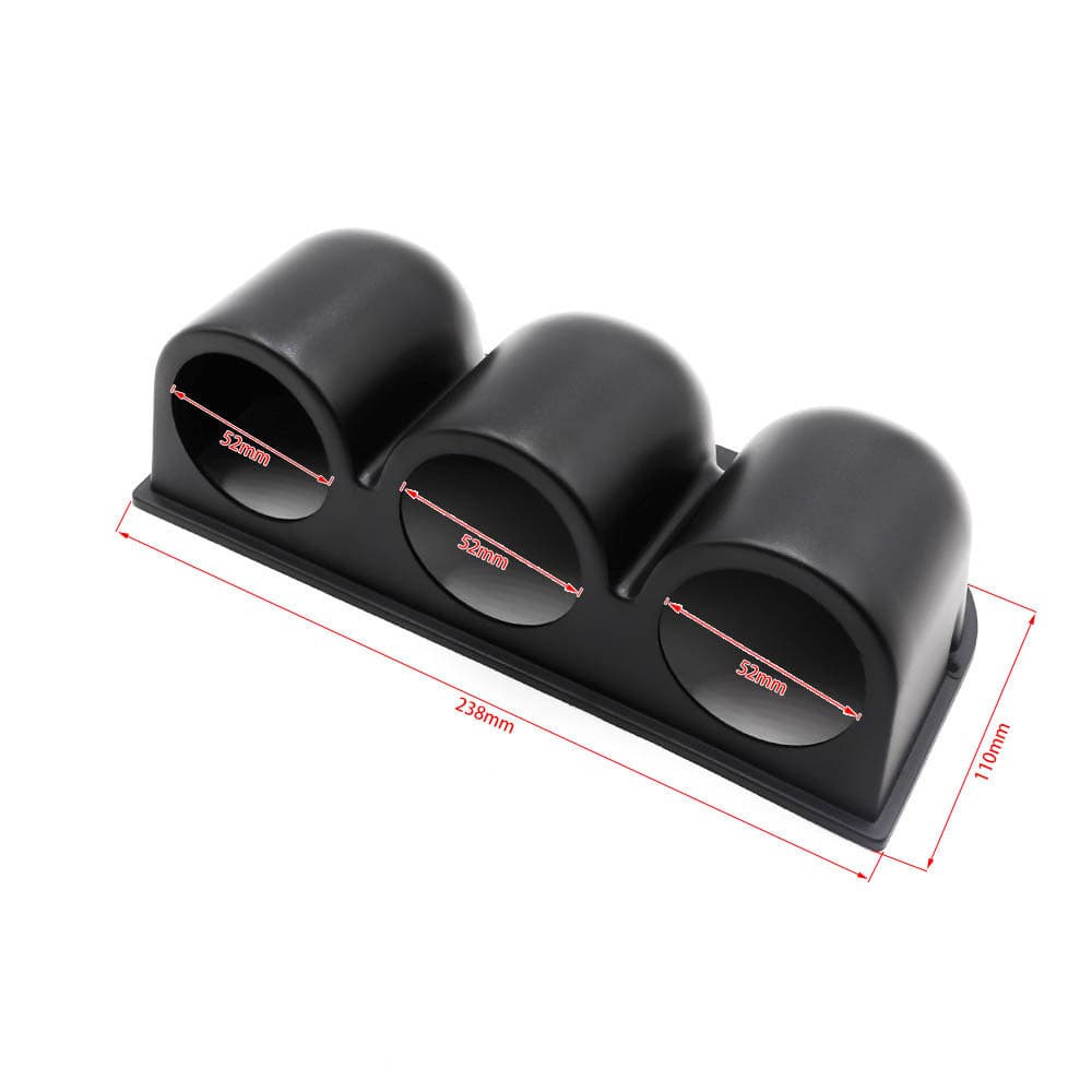 Triple 2-Inch 52mm Black Three-Hole Car Gauge Mount Pod Dashboard Holder