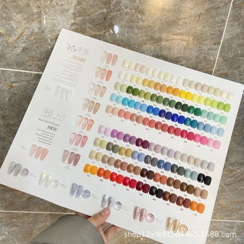 Mingyi Hemu 96-Color Nail Gel Polish Set, Popular White Color Series, No-Wipe Top Coat Included