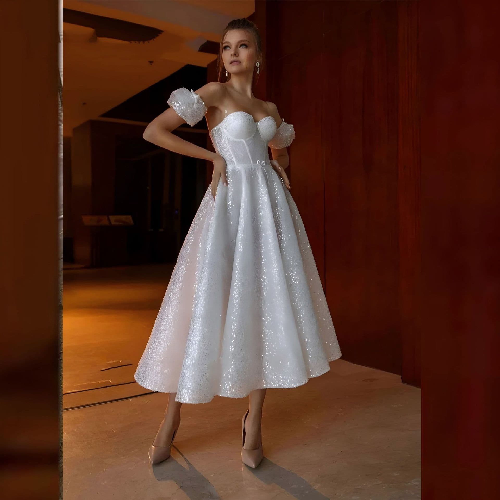 Foreign trade tube top wedding dress 2026 new temperament bride starry sky forest fantasy slim white evening dress spring